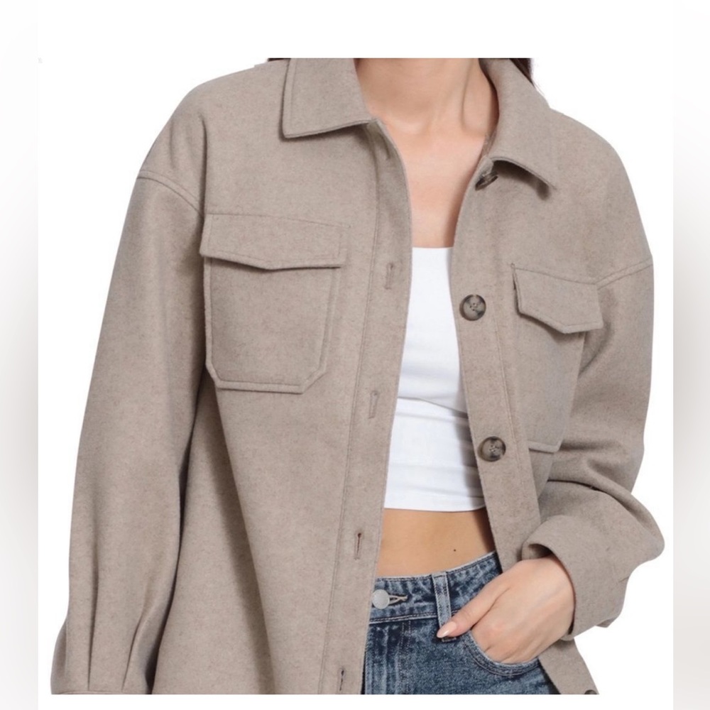 Anthropologie Avec Les Filles Oat Melange Oversized Faux Wool Shacket